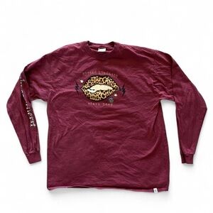 Simply Southern Burgundy Leopard Lips Graphic Long Sleeve Tee